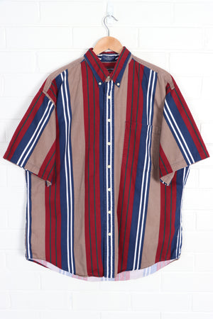 ROUNDTREE & YORKE Striped Short Sleeve Shirt (XL)