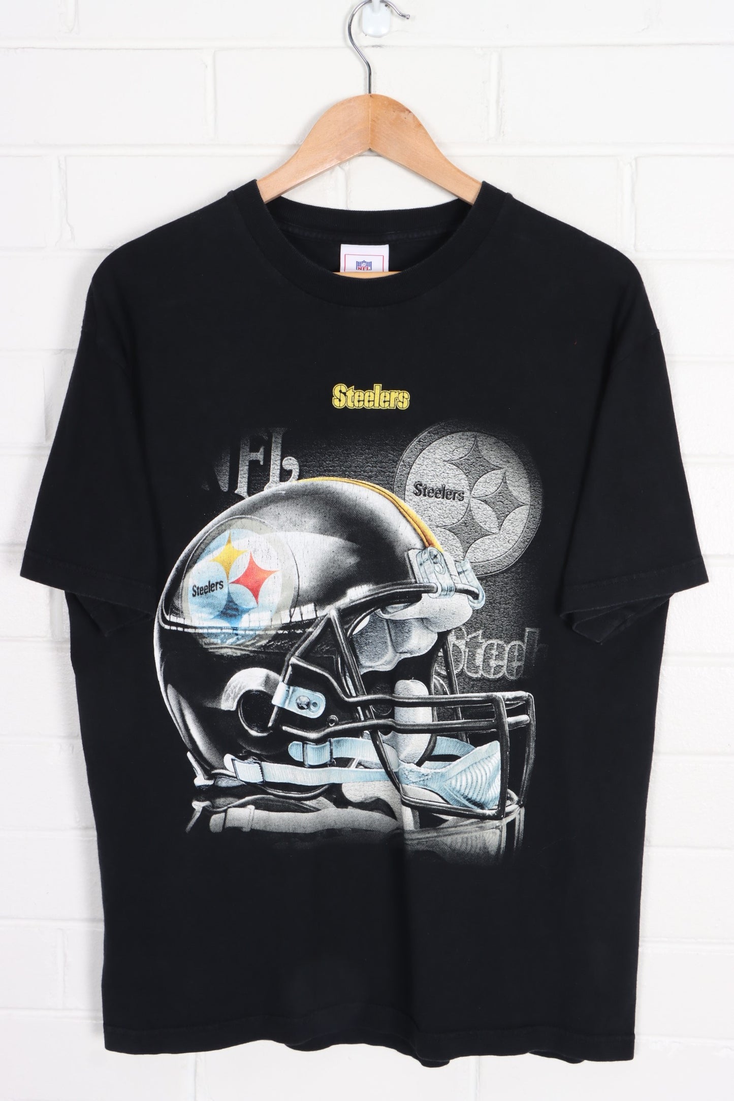 NFL Pittsburgh Steelers Helmet Black T-Shirt (M) - Vintage Sole Melbourne