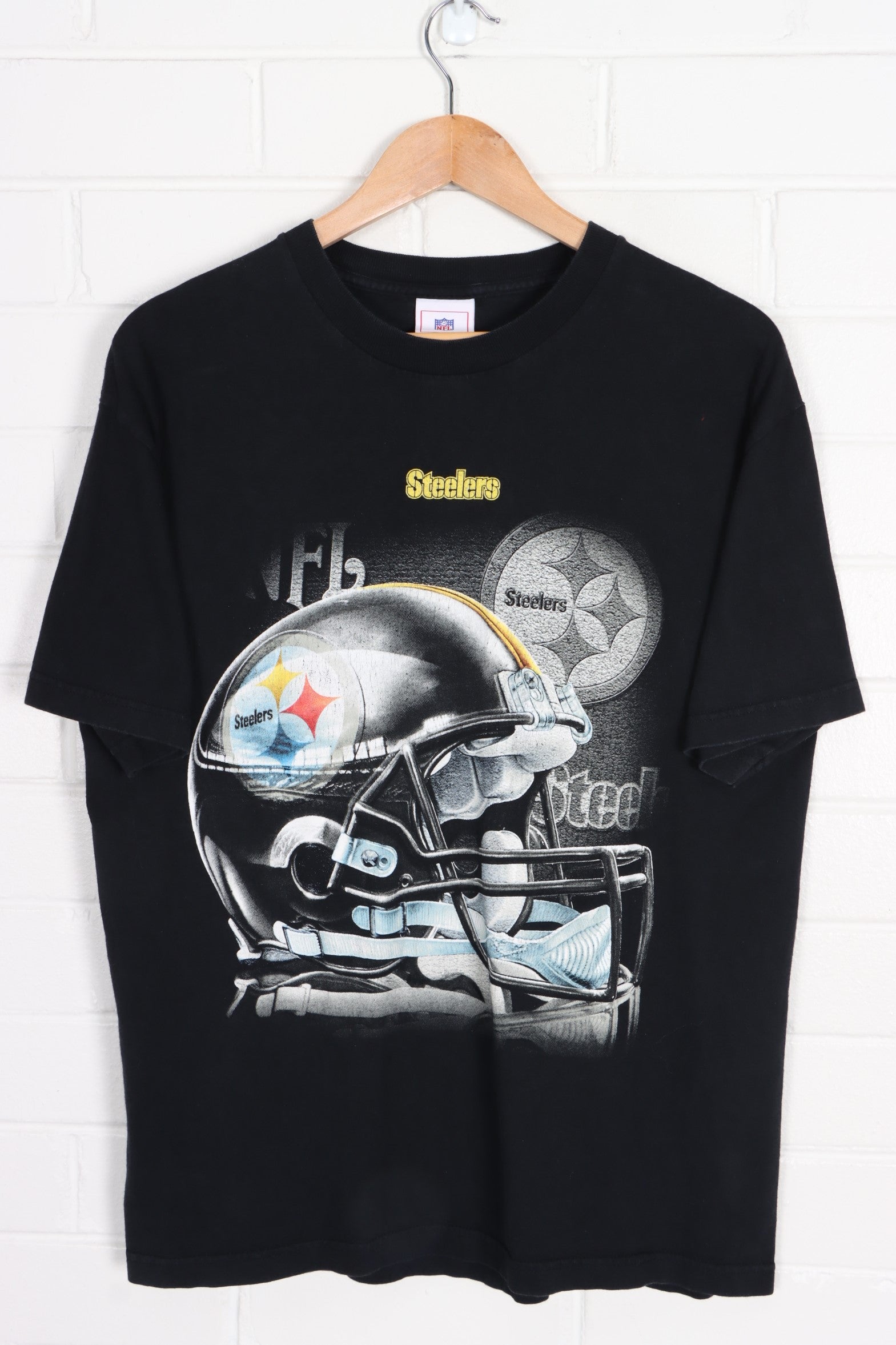 NFL Pittsburgh Steelers Helmet Black T-Shirt (M) - Vintage Sole Melbourne