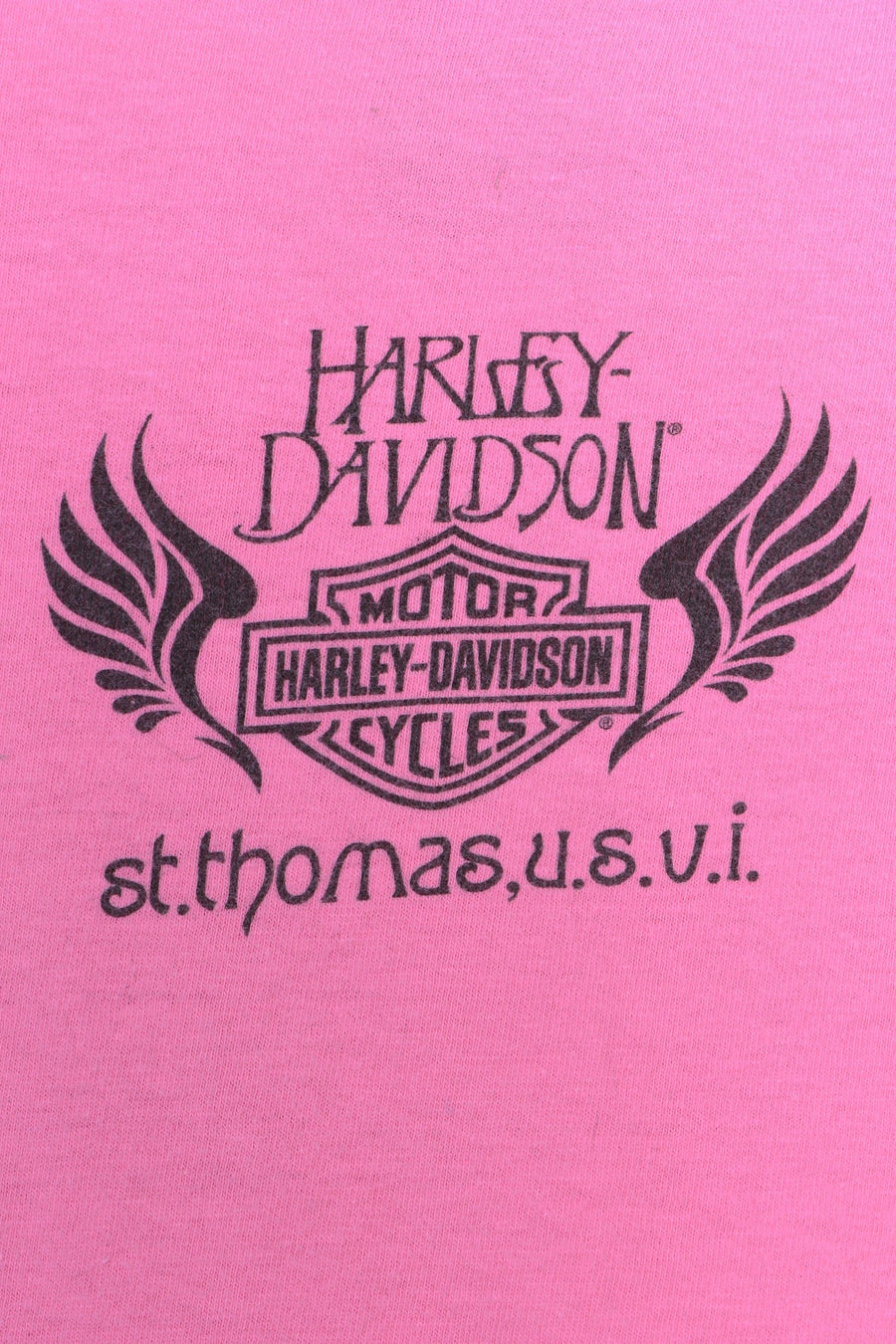HARLEY DAVIDSON "Ride to Live" Pink Heart Y2K V-Neck Tee (Women's M) - Vintage Sole Melbourne