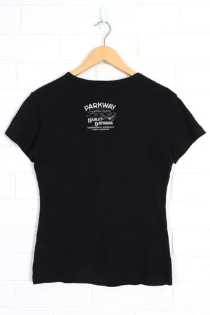 HARLEY DAVIDSON Rhinestone Logo Y2K T-Shirt USA Made (Women's M)