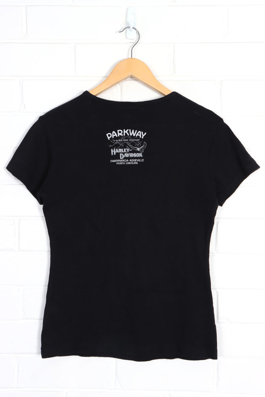 HARLEY DAVIDSON Rhinestone Logo Y2K T-Shirt USA Made (Women's M)