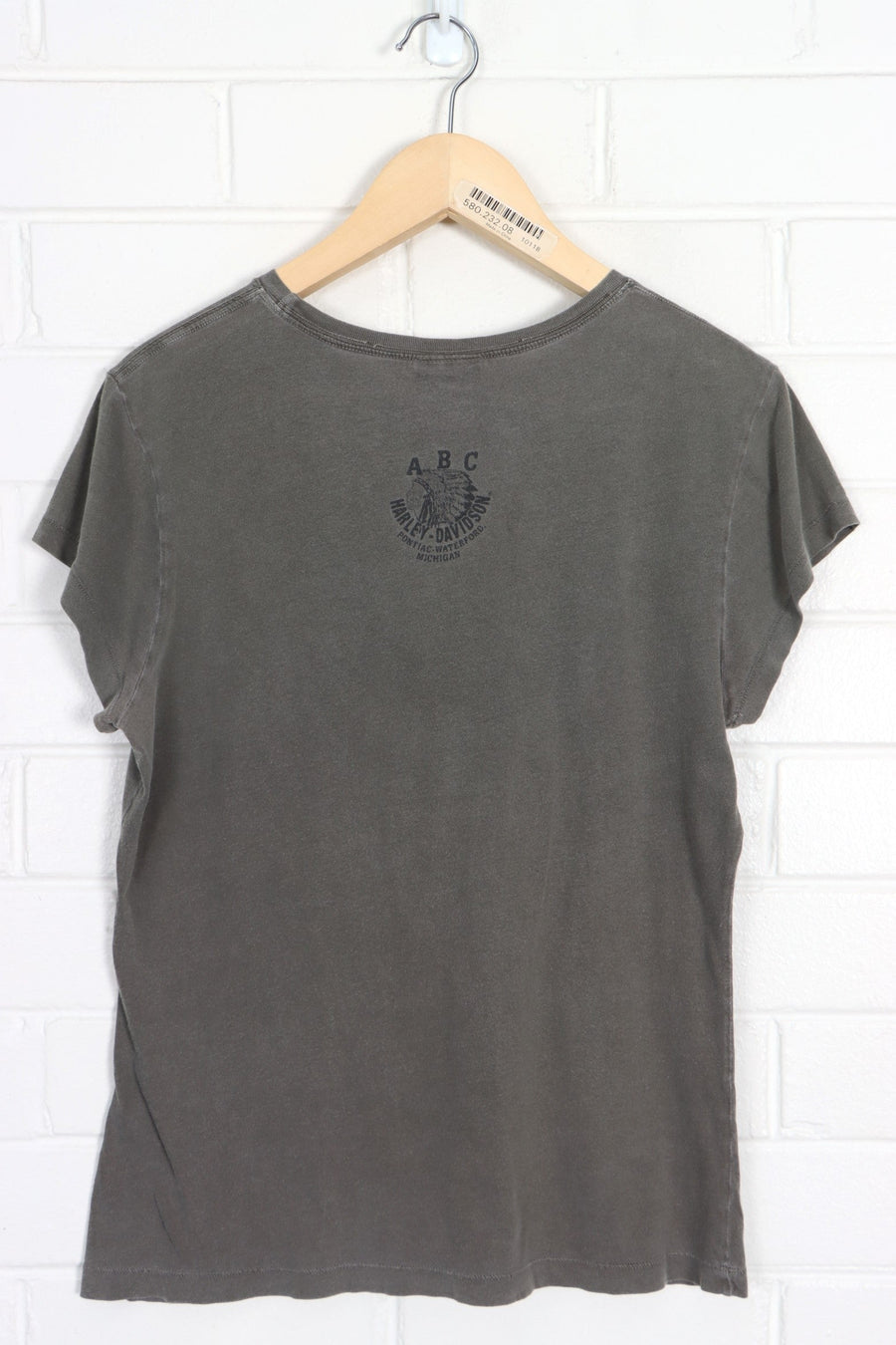 HARLEY DAVIDSON Embellished Wings & Roses Y2K T-Shirt (Women's M) - Vintage Sole Melbourne