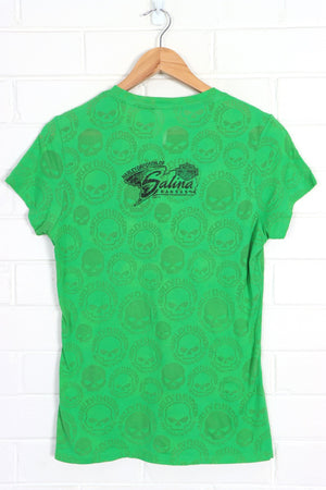 HARLEY DAVIDSON Sheer Skulls Embellished Tee USA Made (Women's M) - Vintage Sole Melbourne