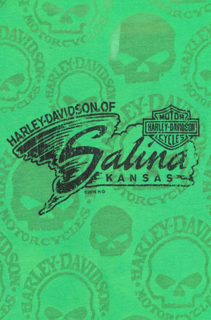 Salina HARLEY DAVIDSON Sheer Skulls Embellished Tee USA Made (Women's M)