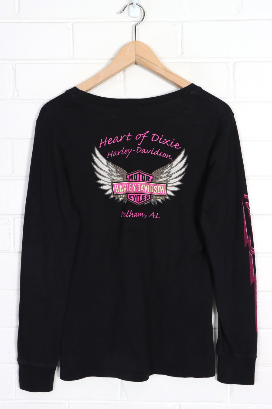HARLEY DAVIDSON Heart of Dixie Pink Y2K All Over Long Sleeve Tee (Women's M)