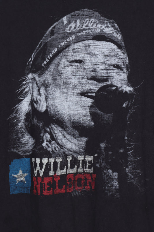 Willie Nelson Blue & Red Music Band Tee (M-L) - Vintage Sole Melbourne