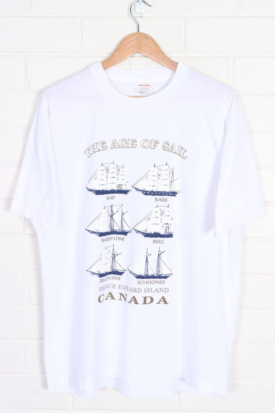 Sail Ship "Age of Sail" Single Stitch T-Shirt Canada Made (XL)