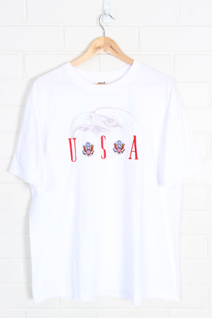 USA Bald Eagle & Crest Silver Detail Embroidered T-Shirt (XL) - Vintage Sole Melbourne