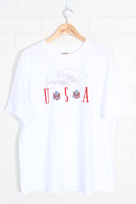 USA Bald Eagle & Crest Silver Detail Embroidered T-Shirt (XL) - Vintage Sole Melbourne