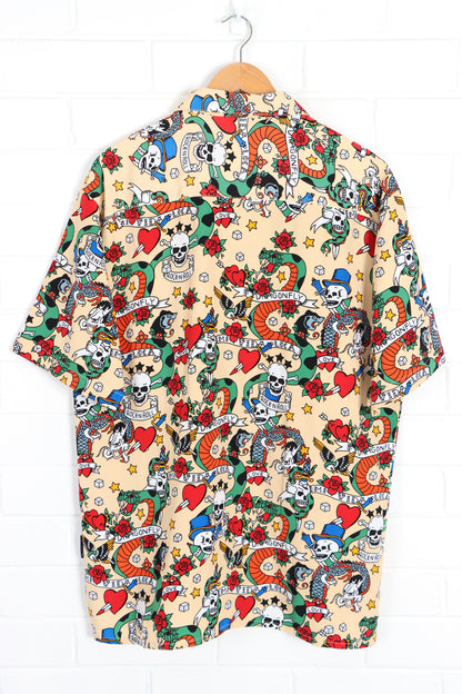 DRAGONFLY Clothing Co. Tattoo Print Short Sleeve Shirt (XL) - Vintage Sole Melbourne