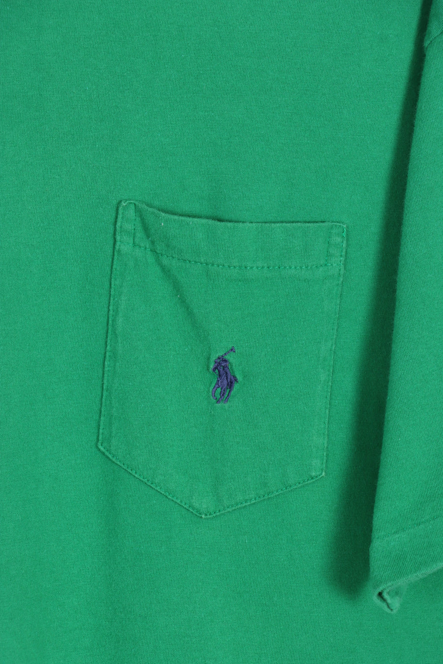 POLO RALPH LAUREN Green & Navy Embroidered Pocket Single Stitch Tee (M-L)