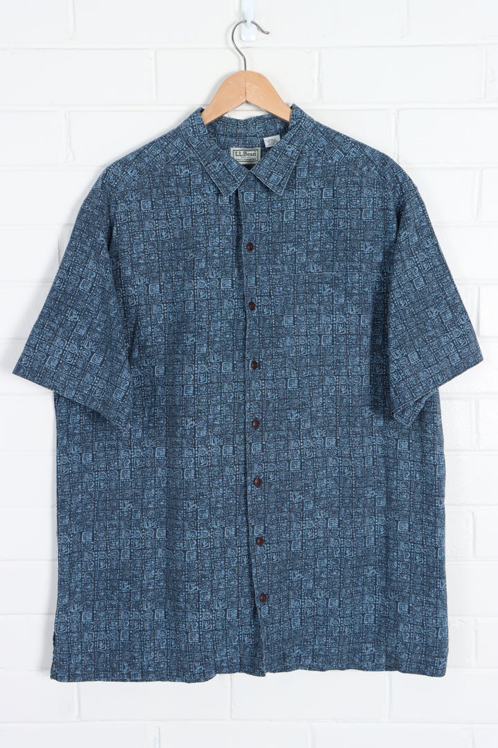 L.L. BEAN Blue Hawaiian Style Short Sleeve Shirt (XL) - Vintage Sole Melbourne
