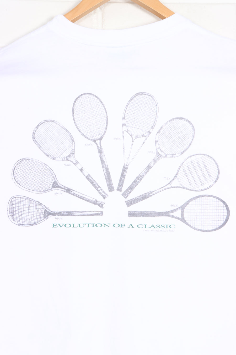 Tennis Racquet "Classic Strings" Evolution Single Stitch 90s T-Shirt USA Made (M-L)