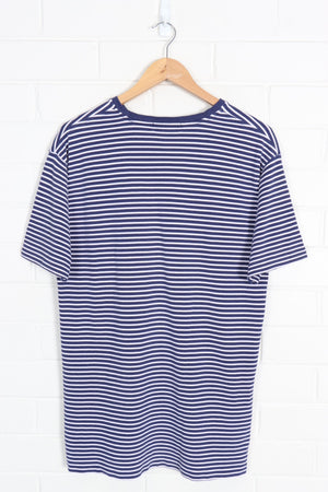 POLO RALPH LAUREN Striped Blue & White Embroidered Logo Tee (M-L)