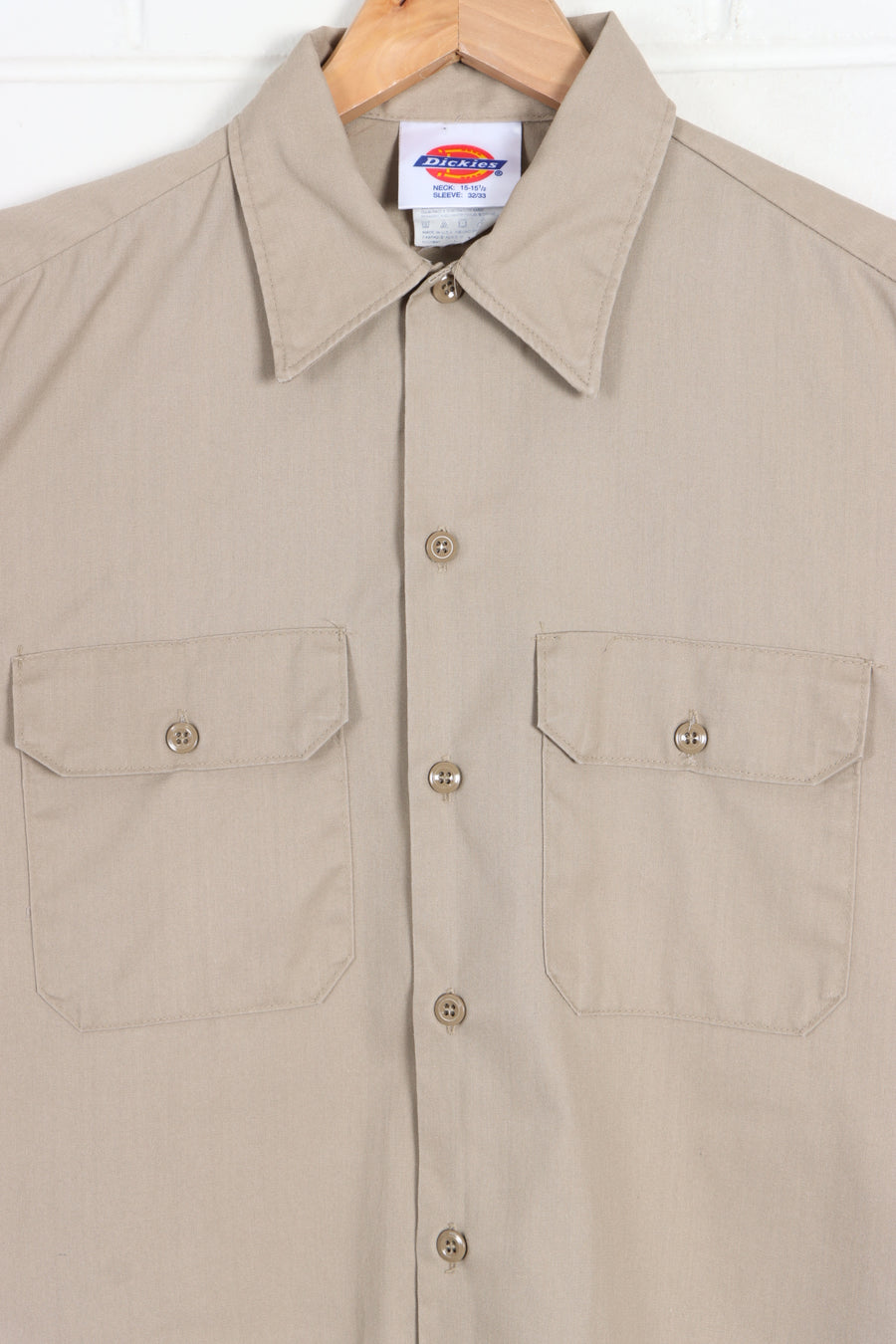 DICKIES Khaki Long Sleeve Utility Work Shirt USA Made (L) - Vintage Sole Melbourne