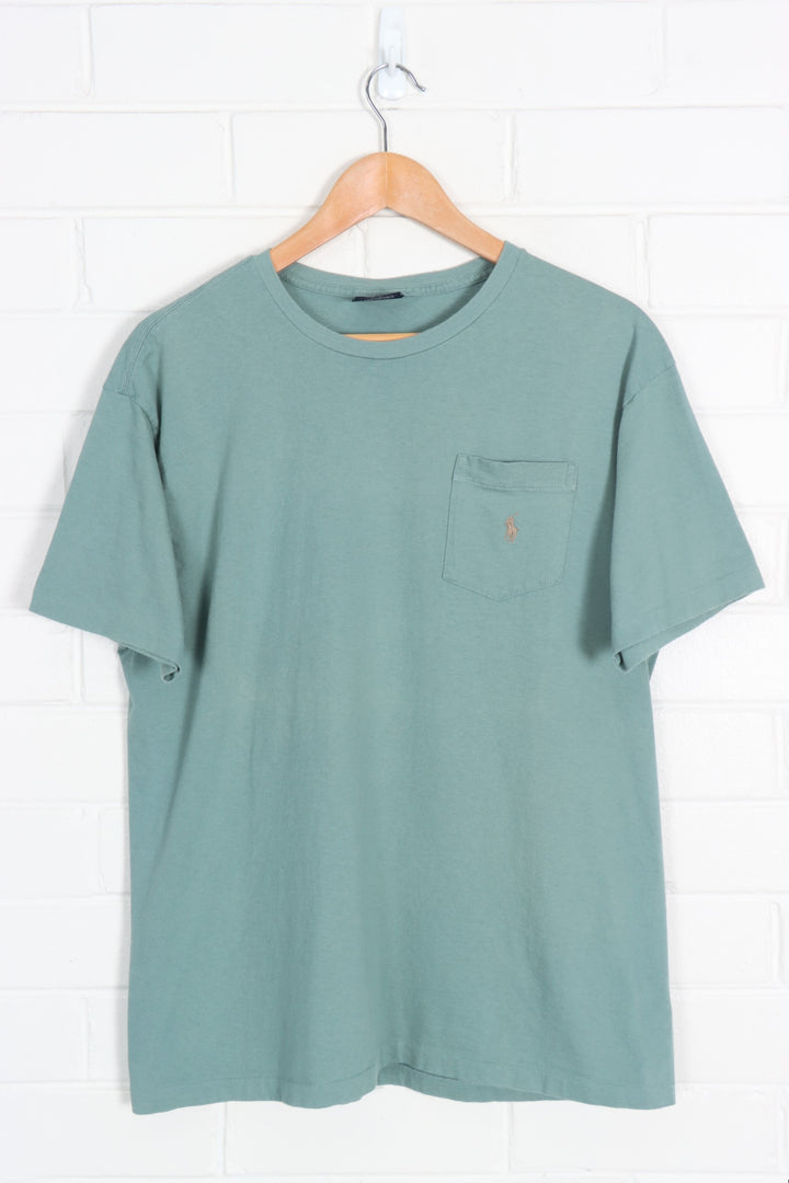 POLO RALPH LAUREN Green Single Stitch Embroidered Pocket Tee (M)