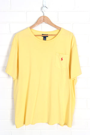 POLO RALPH LAUREN Yellow & Red Embroidered Single Stitch Pocket Tee (XL)