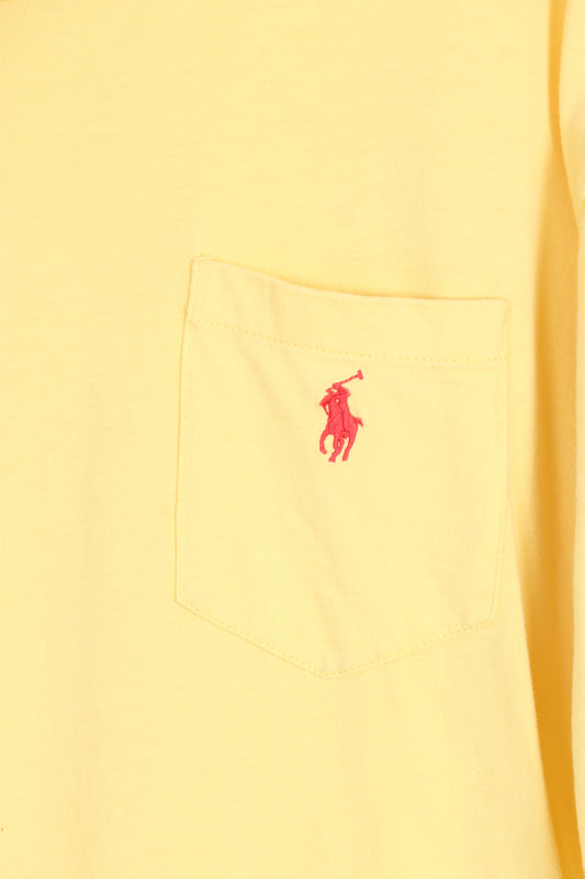 POLO RALPH LAUREN Yellow & Red Embroidered Single Stitch Pocket Tee (XL) - Vintage Sole Melbourne