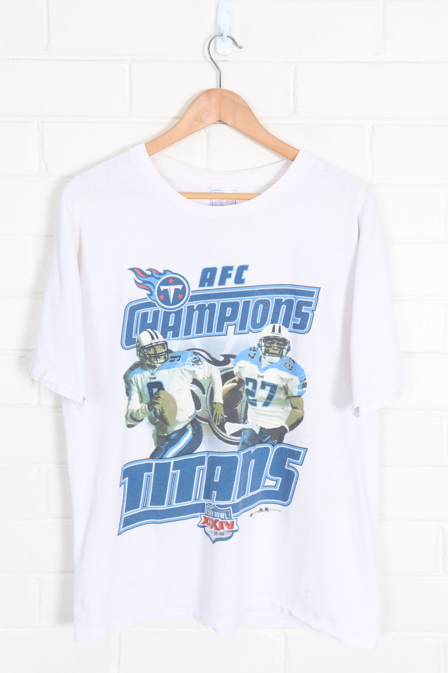 Superbowl AFC Champions Tennessee Titans Single Stitch Football Tee (L) - Vintage Sole Melbourne