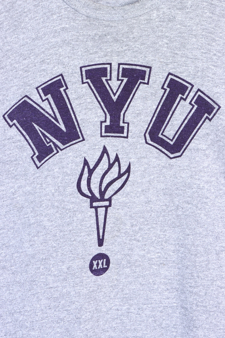NYU Spell Out Torch Logo CHAMPION Tee USA Made (L)