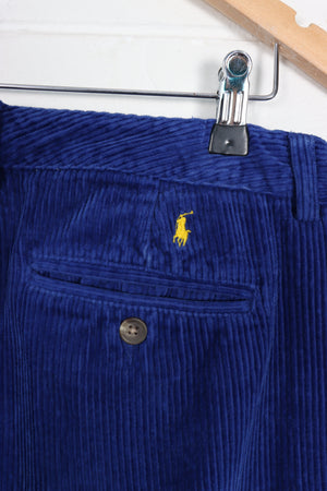 POLO RALPH LAUREN Royal Blue & Yellow Embroidered Corduroy Pants (30)