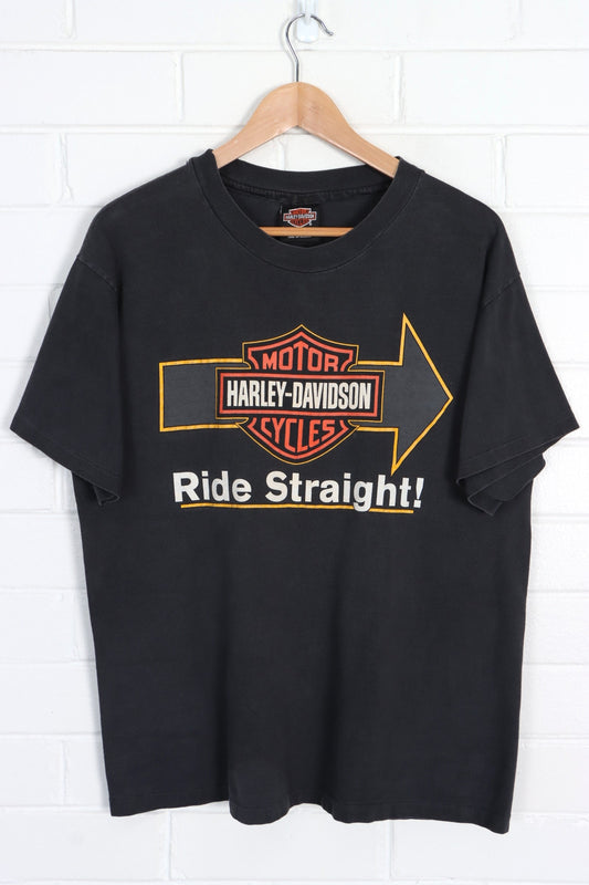 HARLEY DAVIDSON "Ride Straight!" Single Stitch Tee USA Made (M-L) - Vintage Sole Melbourne