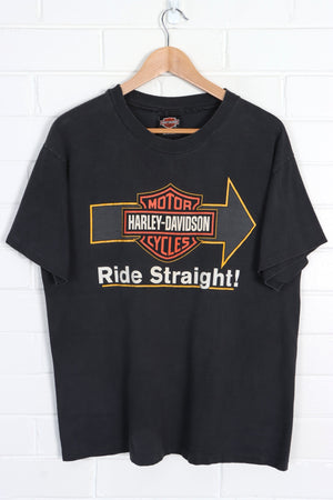 HARLEY DAVIDSON "Ride Straight!" Single Stitch Tee USA Made (M-L) - Vintage Sole Melbourne