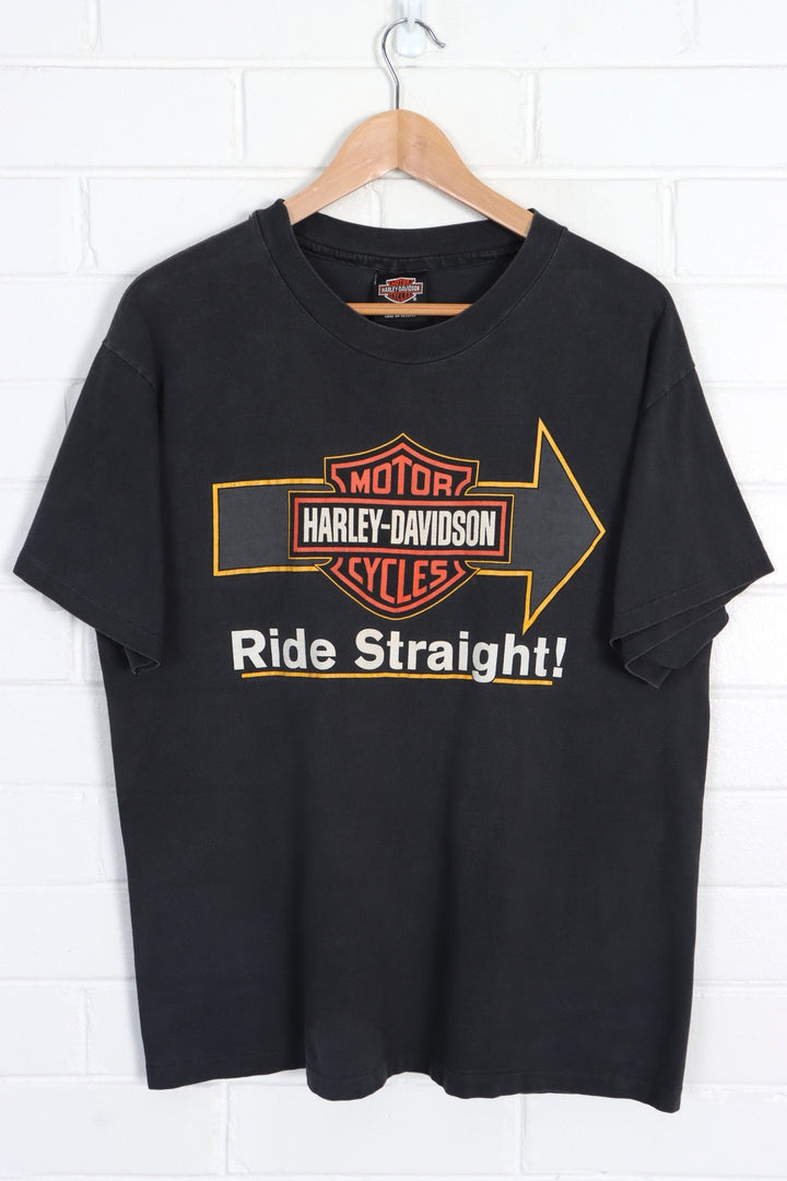 HARLEY DAVIDSON "Ride Straight!" Single Stitch Tee USA Made (M-L) - Vintage Sole Melbourne