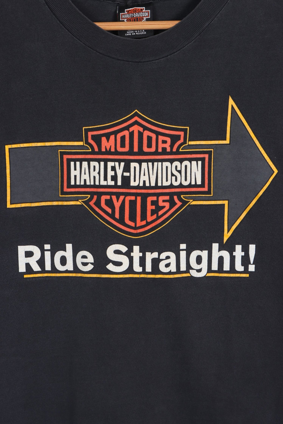 HARLEY DAVIDSON "Ride Straight!" Single Stitch Tee USA Made (M-L) - Vintage Sole Melbourne