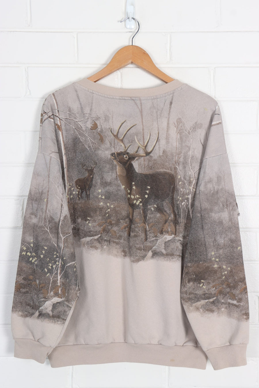 Forest Deers All Over Print Henley Sweatshirt (XL)