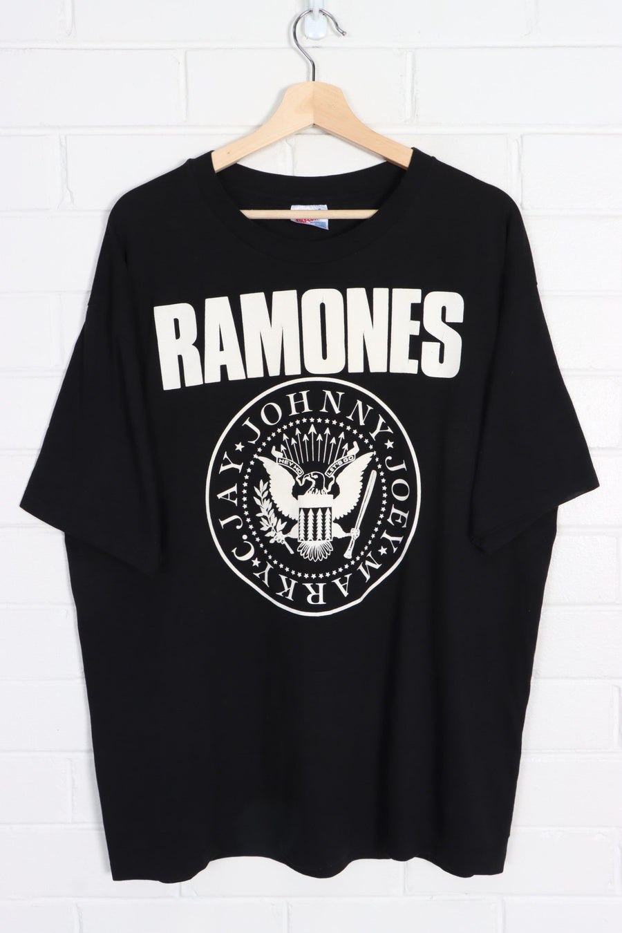 Ramones "Hey Ho Let's Go" Seal Front Back Single Stitch T-Shirt (L)