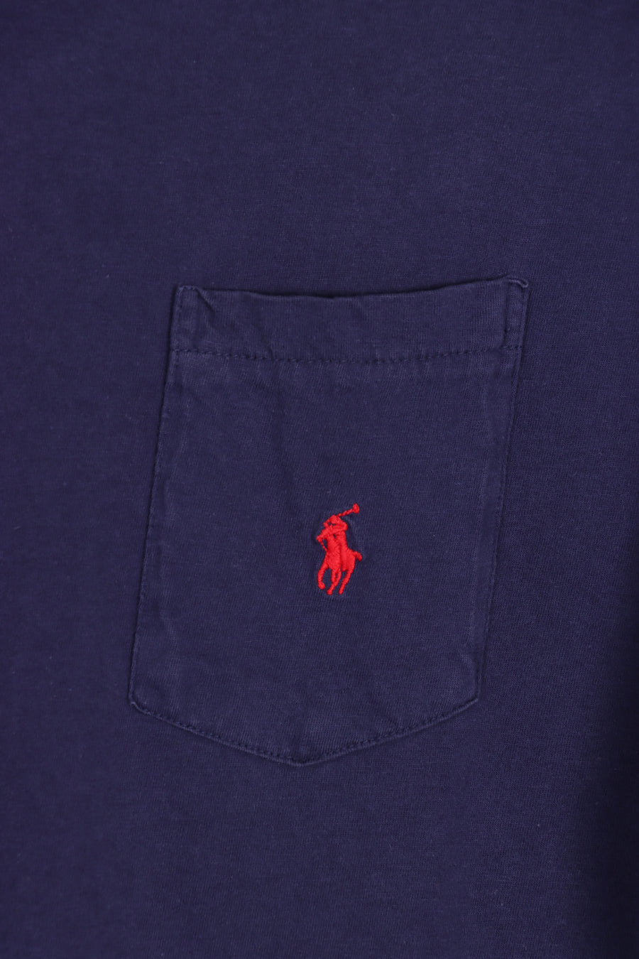 POLO RALPH LAUREN Navy & Red Embroidered Single Stitch Tee (XL)