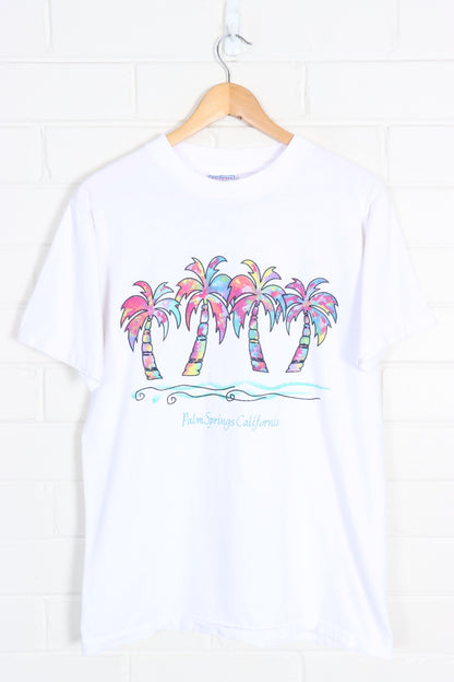 Palm Springs California Colourful Palm Trees USA Made Tee (S-M) - Vintage Sole Melbourne