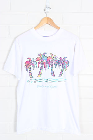 Palm Springs California Colourful Palm Trees USA Made Tee (S-M)