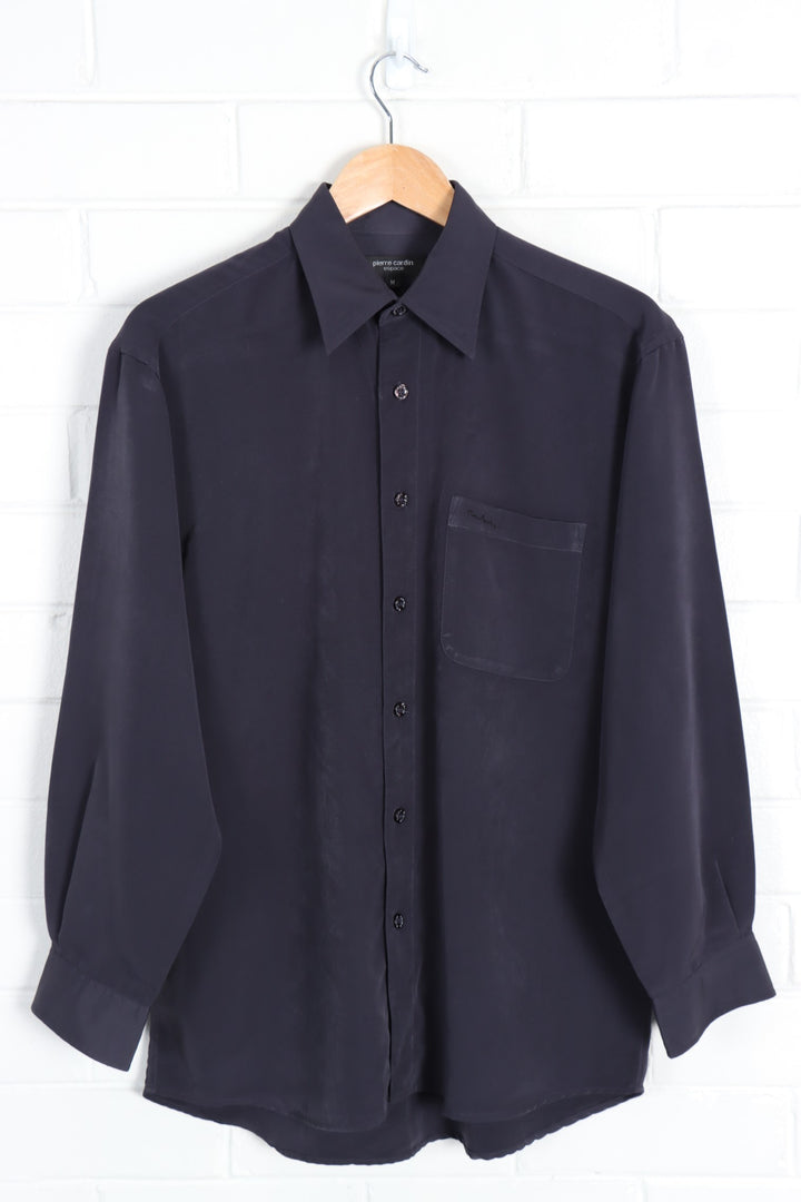 PIERRE CARDIN Espace Black Long Sleeve Shirt (M) - Vintage Sole Melbourne