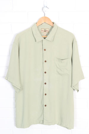 Pale Green Silk Button Up Pocket Shirt (L-XL)