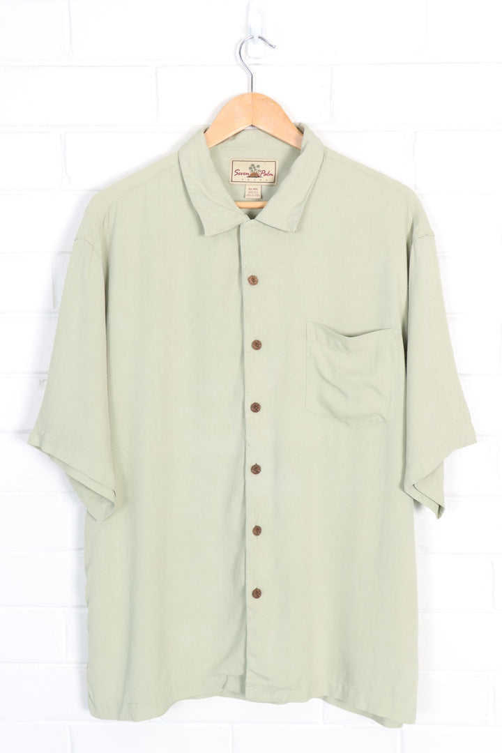 Pale Green Silk Button Up Pocket Shirt (L-XL)