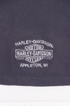 HARLEY DAVIDSON Skull & Roses Cut Out Y2K Tank Top (Women's L)