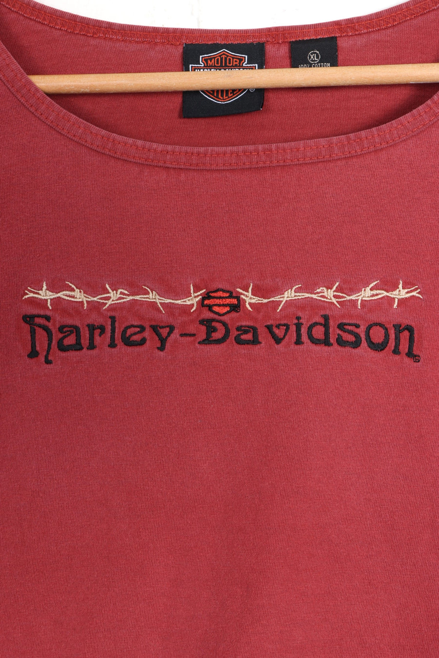 HARLEY DAVIDSON Dusty Red Long Sleeve Crop Top USA Made (Women's L)