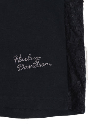 HARLEY DAVIDSON Y2K Black Lace Panels Tank Top (Women's M)