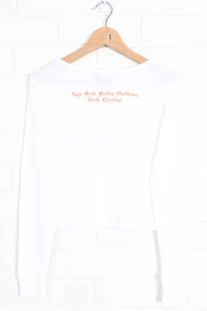 HARLEY DAVIDSON Glitter Logo Y2K Long Sleeve Crop Top (Women's M-L) - Vintage Sole Melbourne