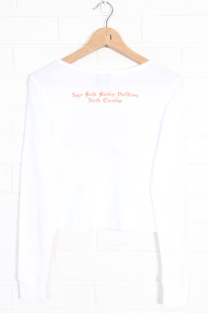 HARLEY DAVIDSON Glitter Logo Y2K Long Sleeve Crop Top (Women's M-L) - Vintage Sole Melbourne