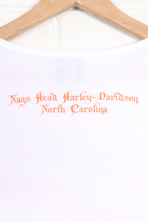 HARLEY DAVIDSON Glitter Logo Y2K Long Sleeve Crop Top (Women's M-L) - Vintage Sole Melbourne