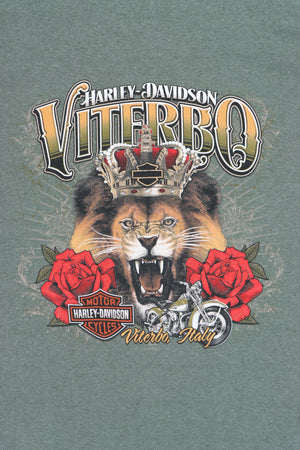 HARLEY DAVIDSON Viterbo Lion & Roses Front Back Tee (XL) - Vintage Sole Melbourne