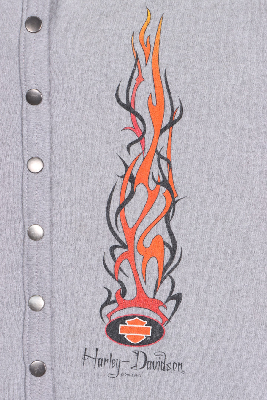 HARLEY DAVIDSON Y2K Flames Button Up Vest Top USA Made (Women's XL) - Vintage Sole Melbourne