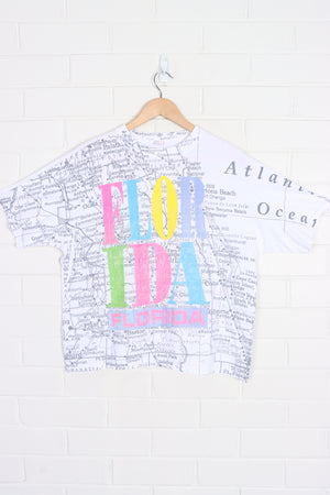 Florida Rainbow Spell Out Map Single Stitch T-Shirt (S-M)