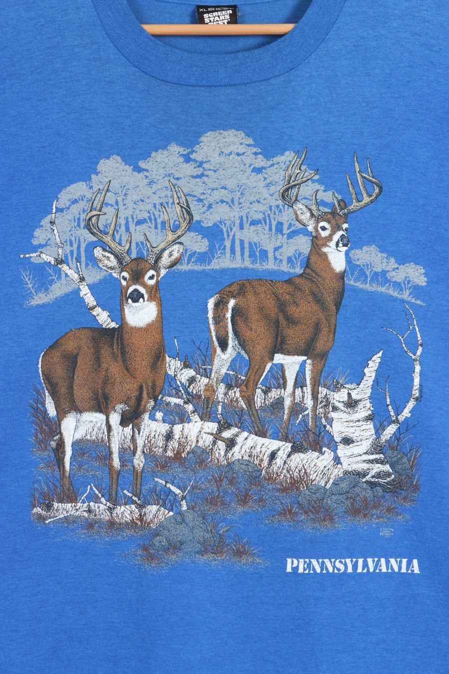 Pennsylvania Stag Deers Single Stitch T-Shirt (L)