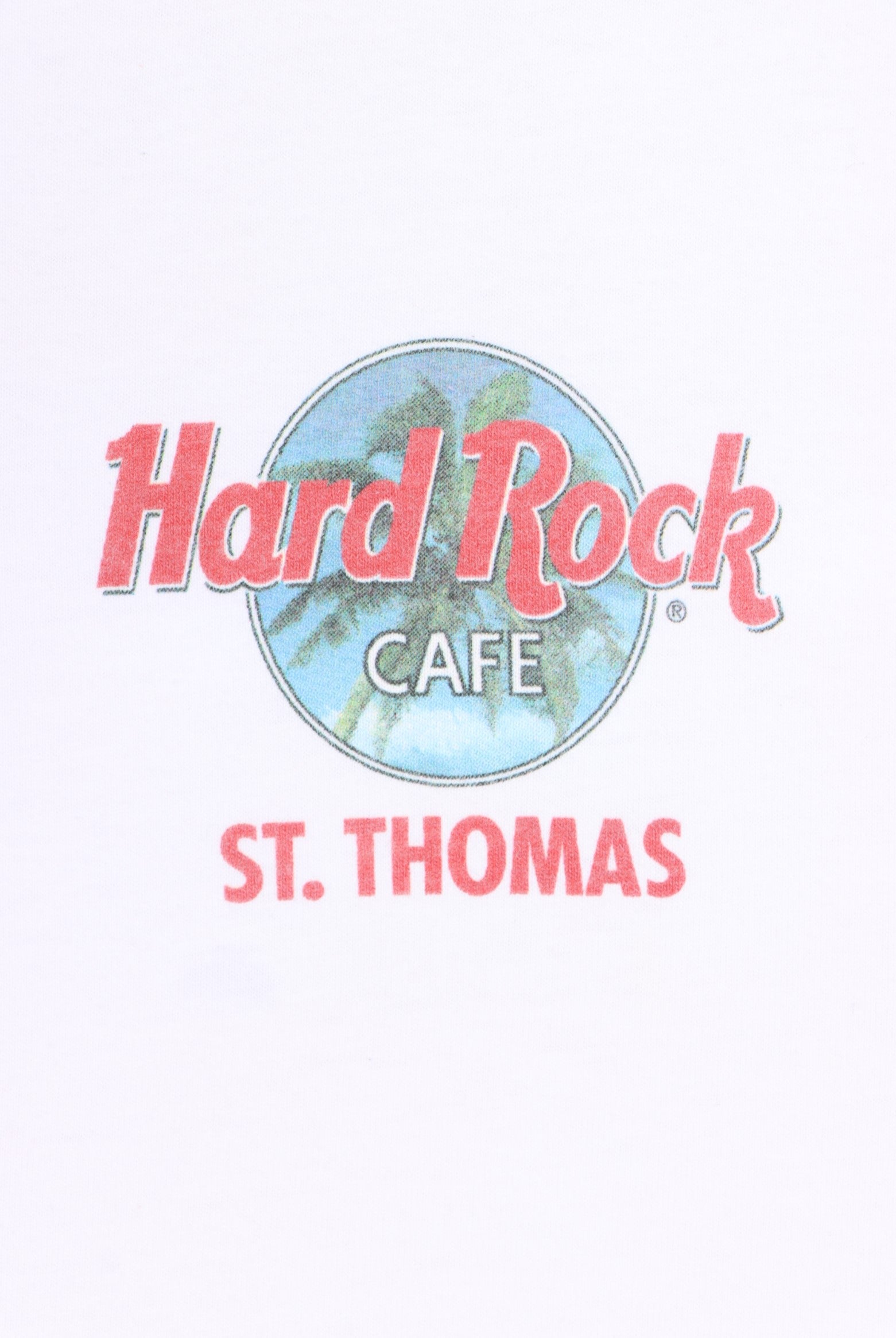 HARD ROCK CAFE St Thomas Front Back Beach Tall T-Shirt (L) - Vintage Sole Melbourne
