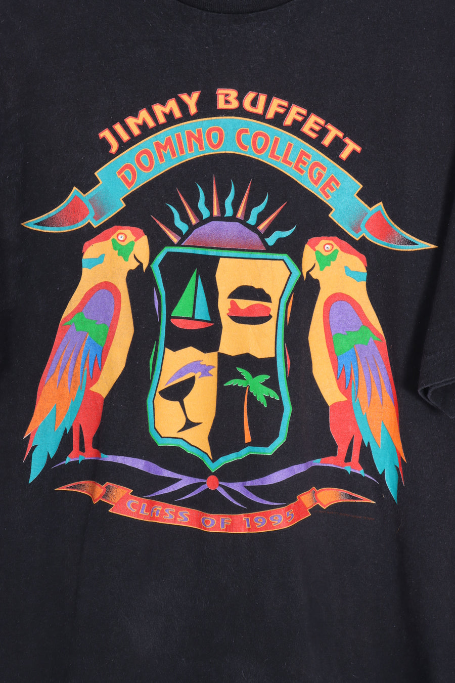 Vintage 1995 Jimmy Buffett Domino College Class of 95 Colourful Tee USA Made (XL)